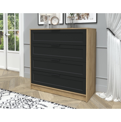 Kомод Тренд КТ-К100 (Дуб золотой ЛДСП/ Черный ЛМДФ) Ш1000 В1020 Г451